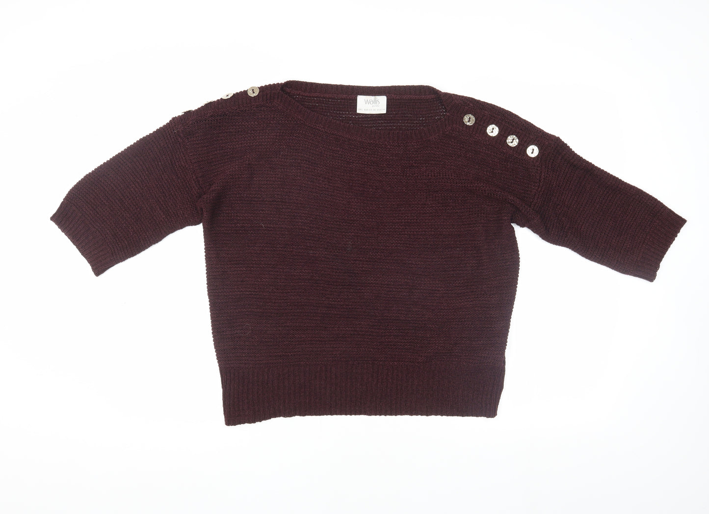Wallis Women's Brown Pullover Jumper L with Button Accents
