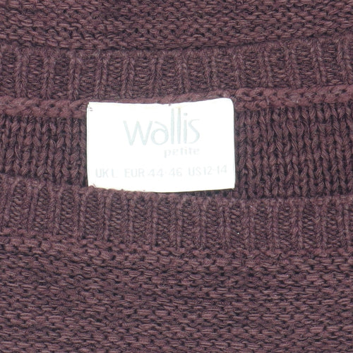 Wallis Women's Brown Pullover Jumper L with Button Accents