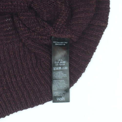 Wallis Women's Brown Pullover Jumper L with Button Accents