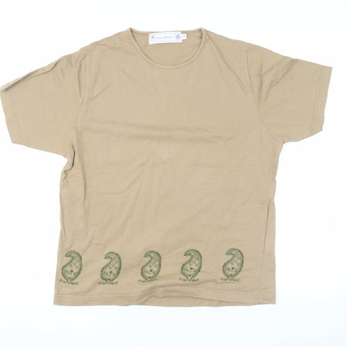 Amy Moore Women's Beige Embroidered T-Shirt, M