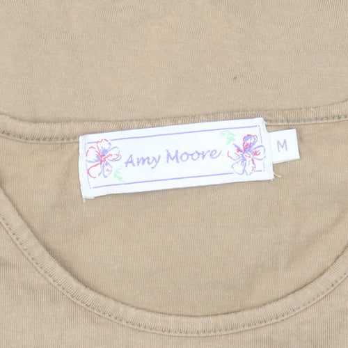 Amy Moore Women's Beige Embroidered T-Shirt, M
