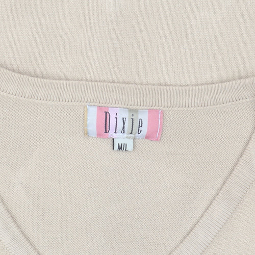 Dixie Women's Beige Floral Cardigan M V-Neck