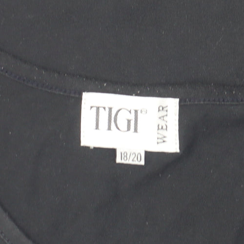 TIGI Wear Women's Black Floral Embroidered T-Shirt Size 18