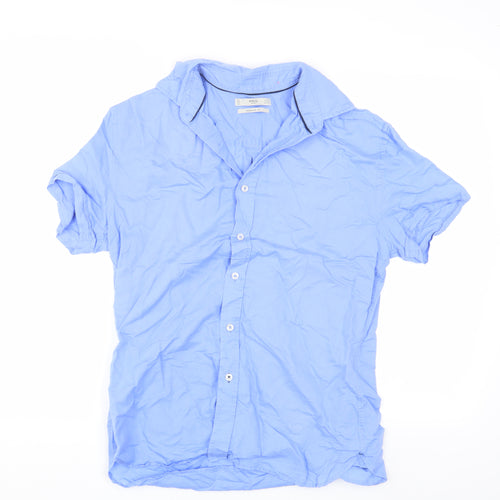 MNG Man Men's Blue Regular Fit Short Sleeve Shirt