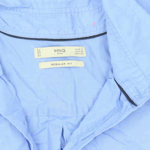 MNG Man Men's Blue Regular Fit Short Sleeve Shirt