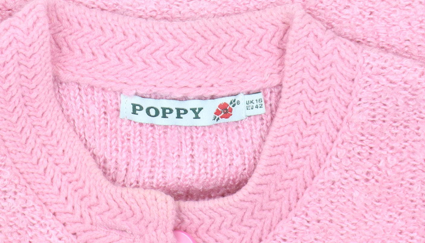 Poppy Pink Women’s Cardigan Round Neck Size 16