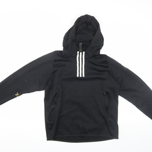 Adidas Unisex Black Track Jacket - Hooded, Size S