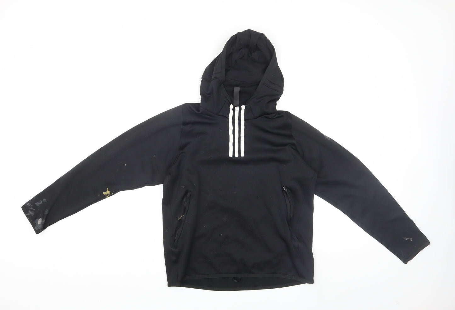 Adidas Unisex Black Track Jacket - Hooded, Size S
