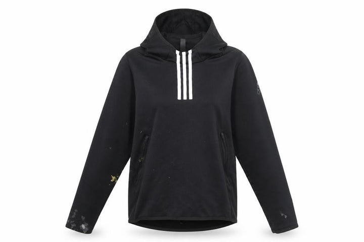 Front view of Adidas unisex black track jacket - hooded, size S