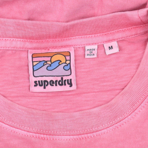 Superdry Unisex Pink T-Shirt M Cotton Crew Neck Casual