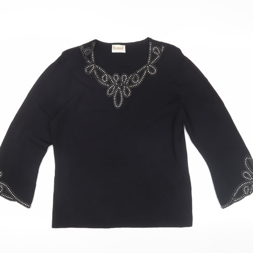 Roman Originals Black Embroidered Women's Blouse M