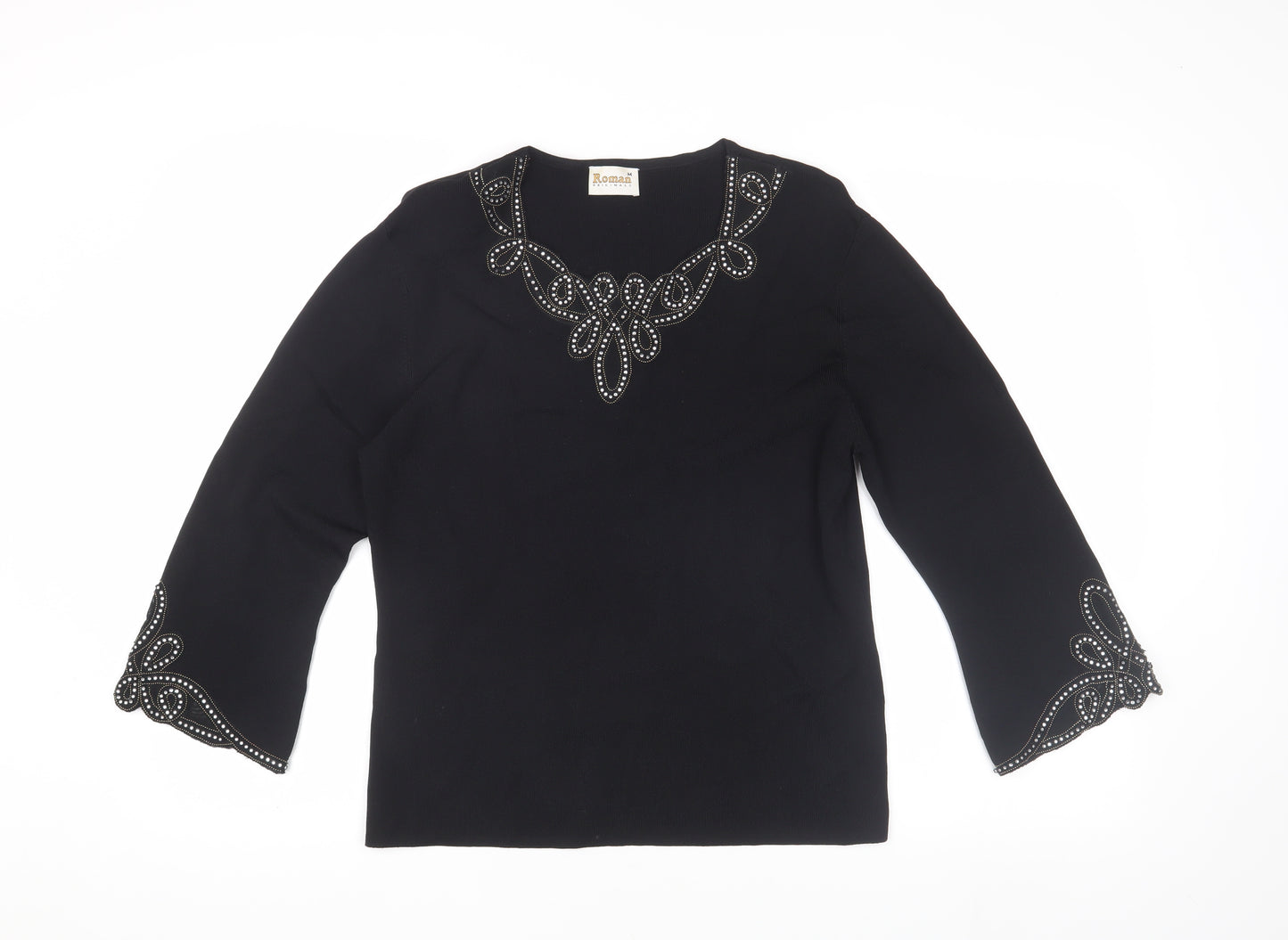 Roman Originals Black Embroidered Women's Blouse M