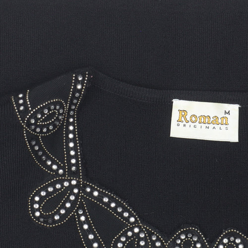 Roman Originals Black Embroidered Women's Blouse M