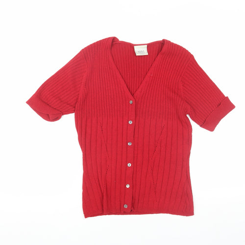 Next Women's Red Cardigan M V-Neck Button Knit