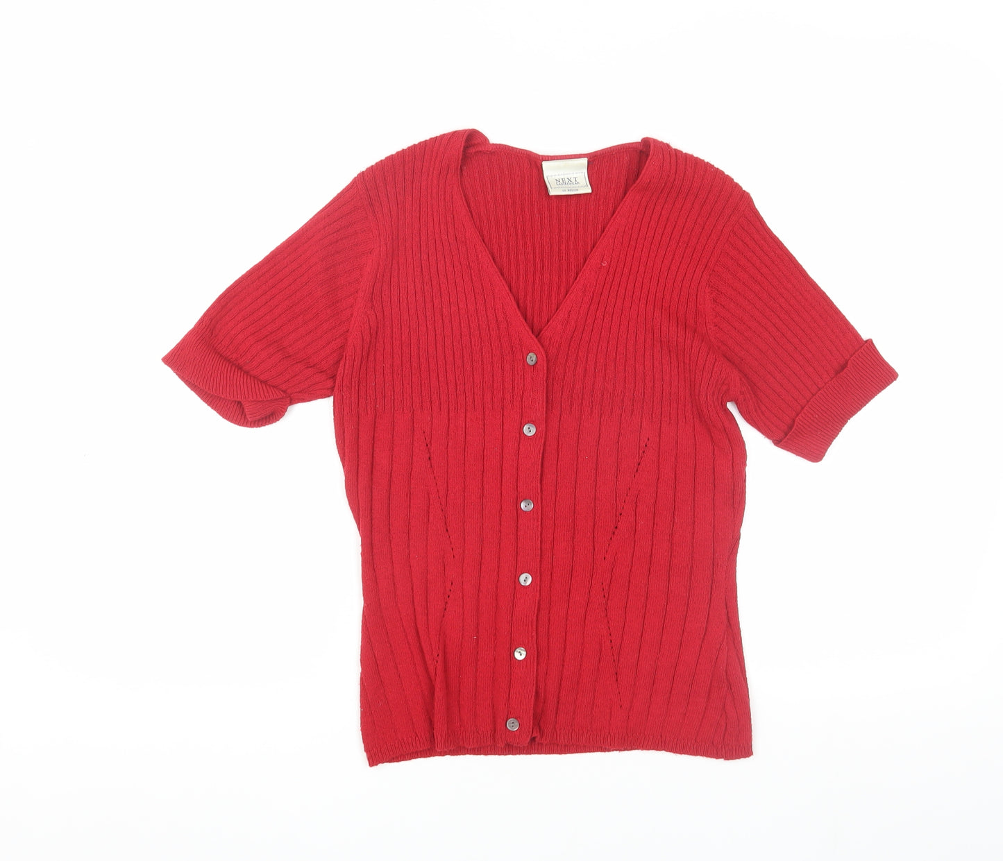 Next Women's Red Cardigan M V-Neck Button Knit