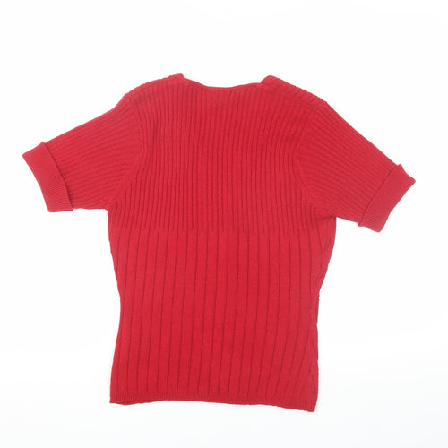 Next Women's Red Cardigan M V-Neck Button Knit