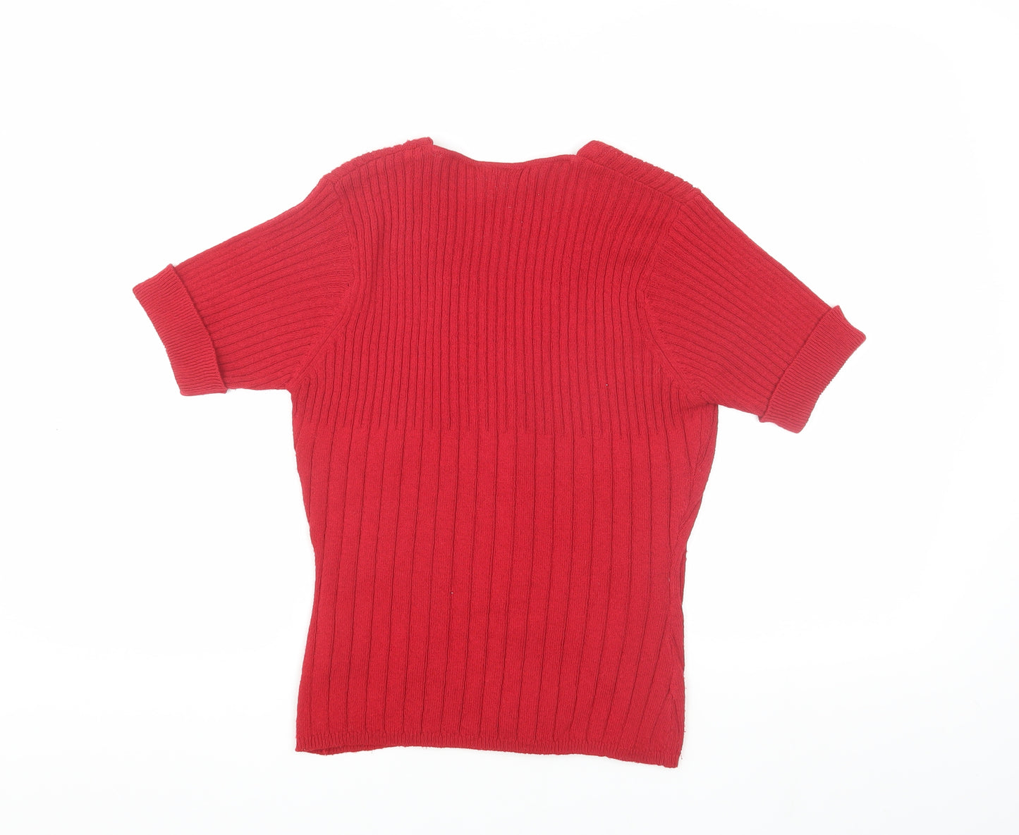 Next Women's Red Cardigan M V-Neck Button Knit