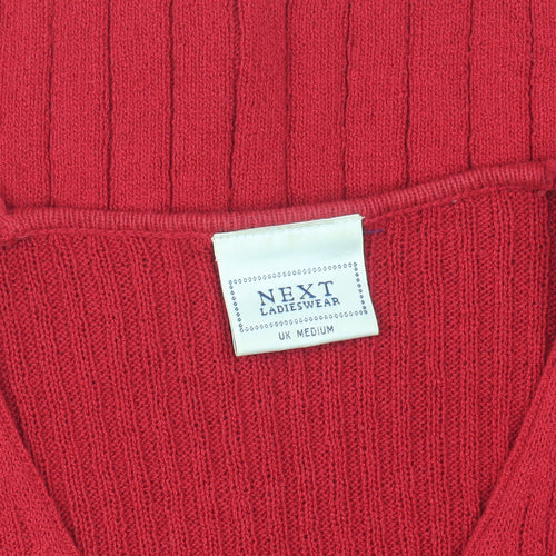 Next Women's Red Cardigan M V-Neck Button Knit