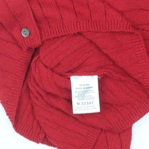 Next Women's Red Cardigan M V-Neck Button Knit