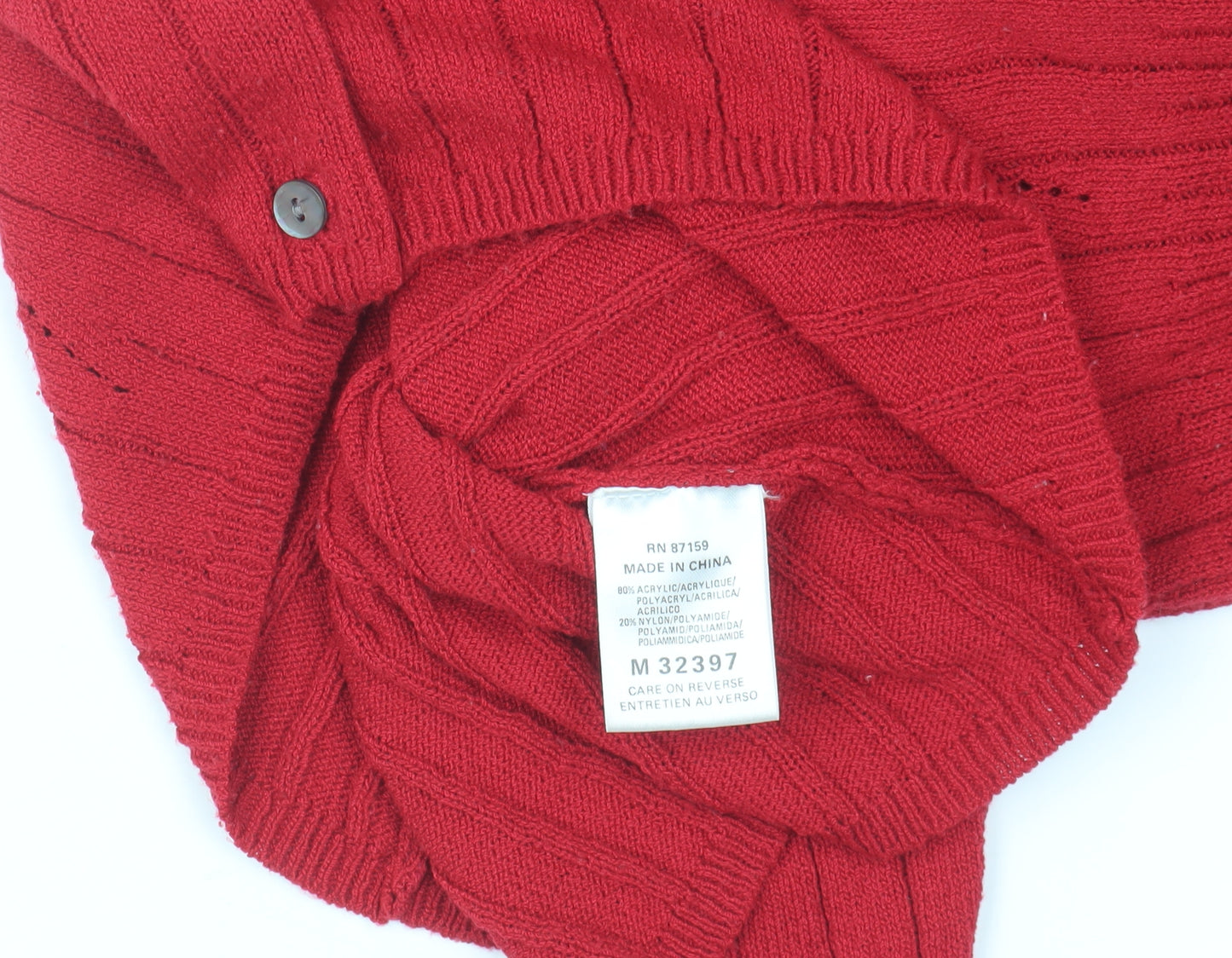 Next Women's Red Cardigan M V-Neck Button Knit