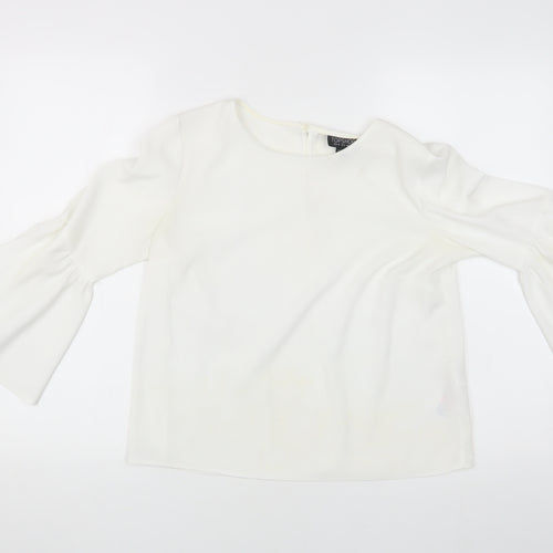 Topshop Women's White Blouse, Size 8, Bell Sleeve