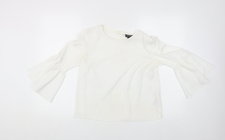Topshop Women's White Blouse, Size 8, Bell Sleeve