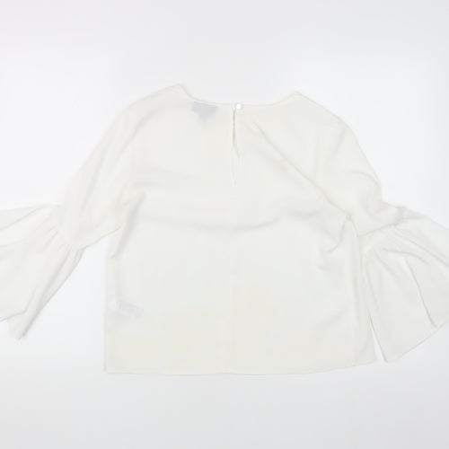 Topshop Women's White Blouse, Size 8, Bell Sleeve