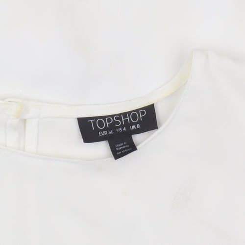 Topshop Women's White Blouse, Size 8, Bell Sleeve