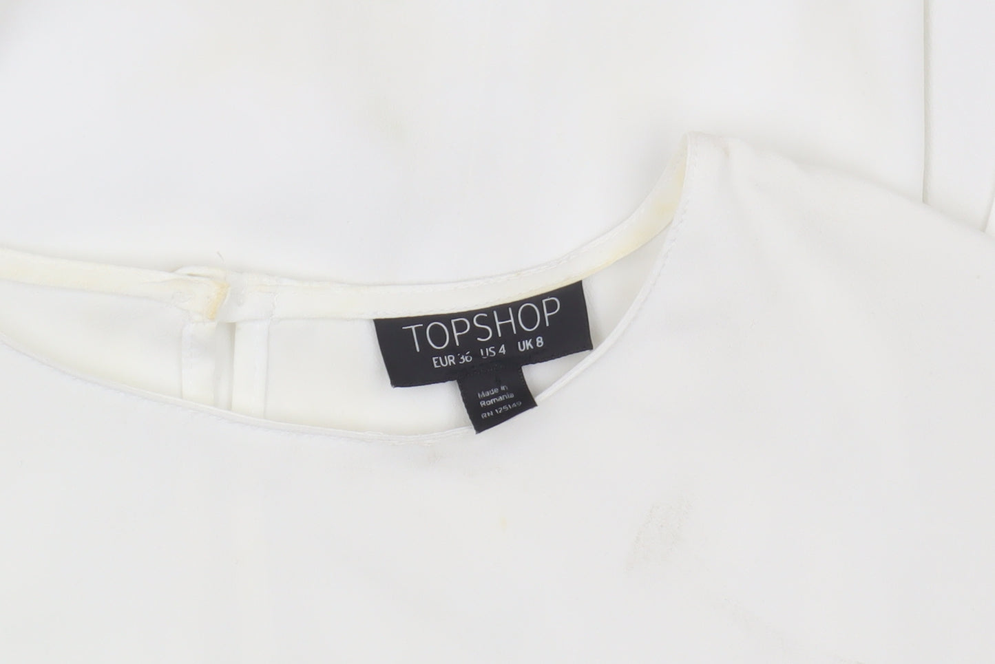 Topshop Women's White Blouse, Size 8, Bell Sleeve
