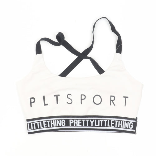 PrettyLittleThing Women's White Sports Bra - Size 6