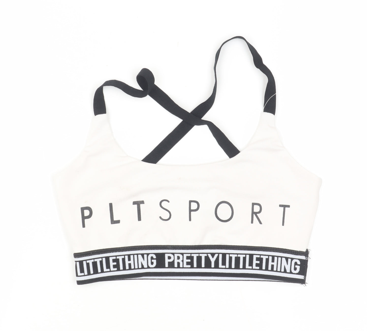 PrettyLittleThing Women's White Sports Bra - Size 6
