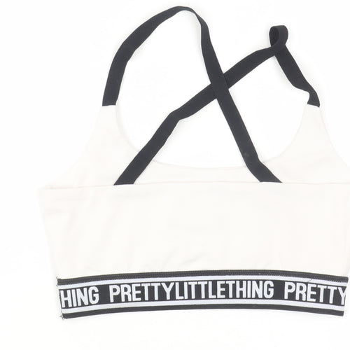 PrettyLittleThing Women's White Sports Bra - Size 6