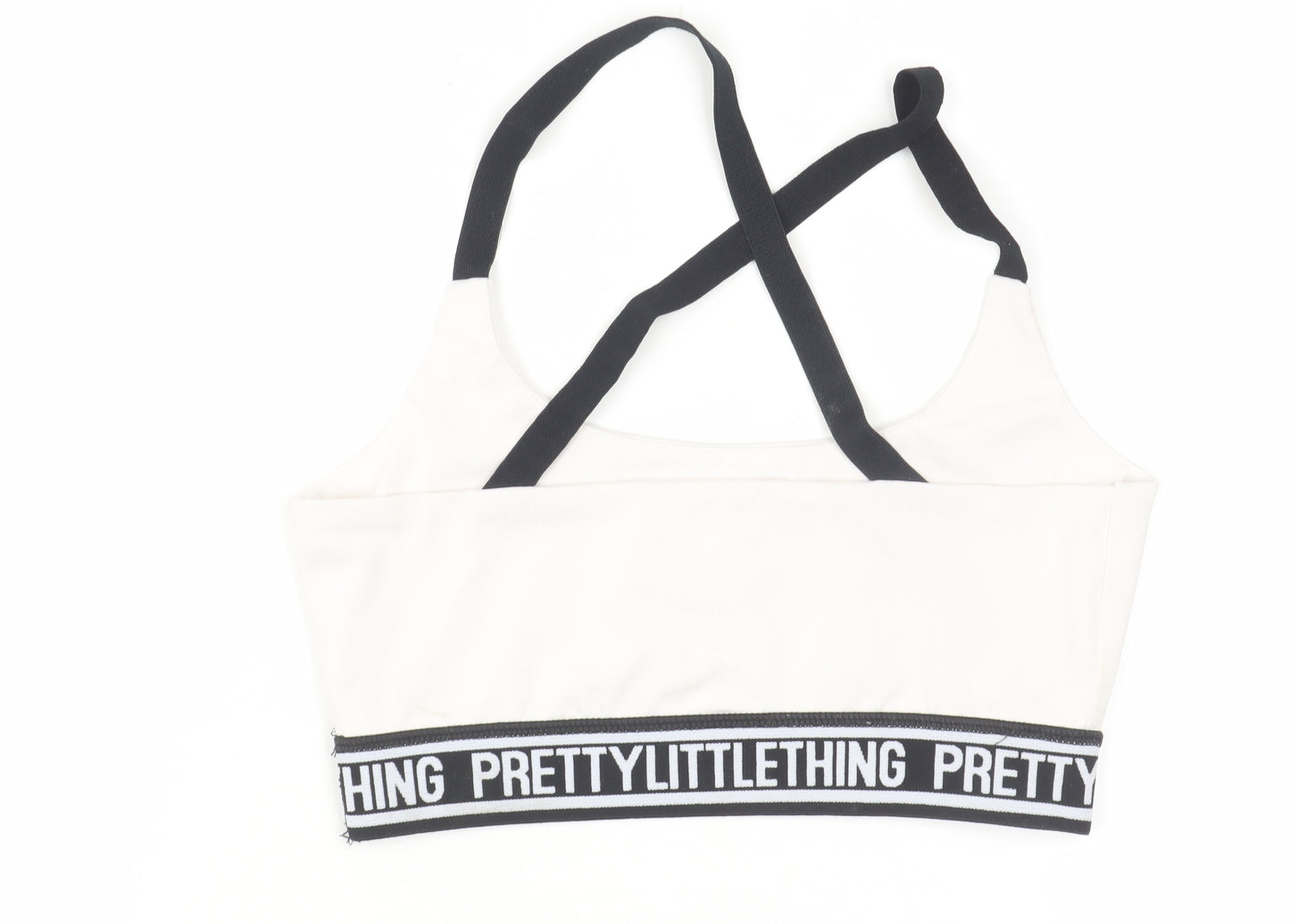 PrettyLittleThing Women's White Sports Bra - Size 6