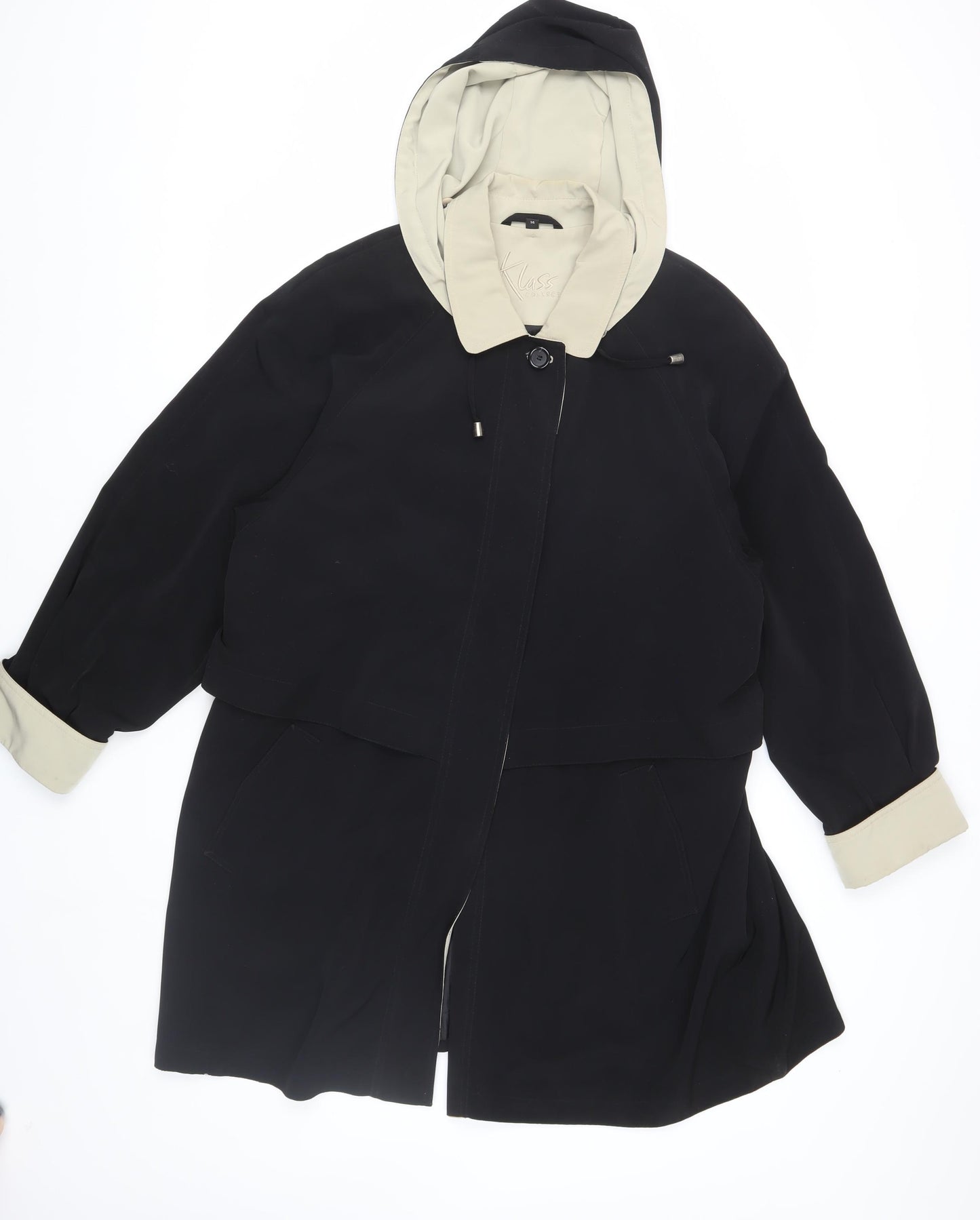Klass Collection Women's Black Hooded Coat Size 14