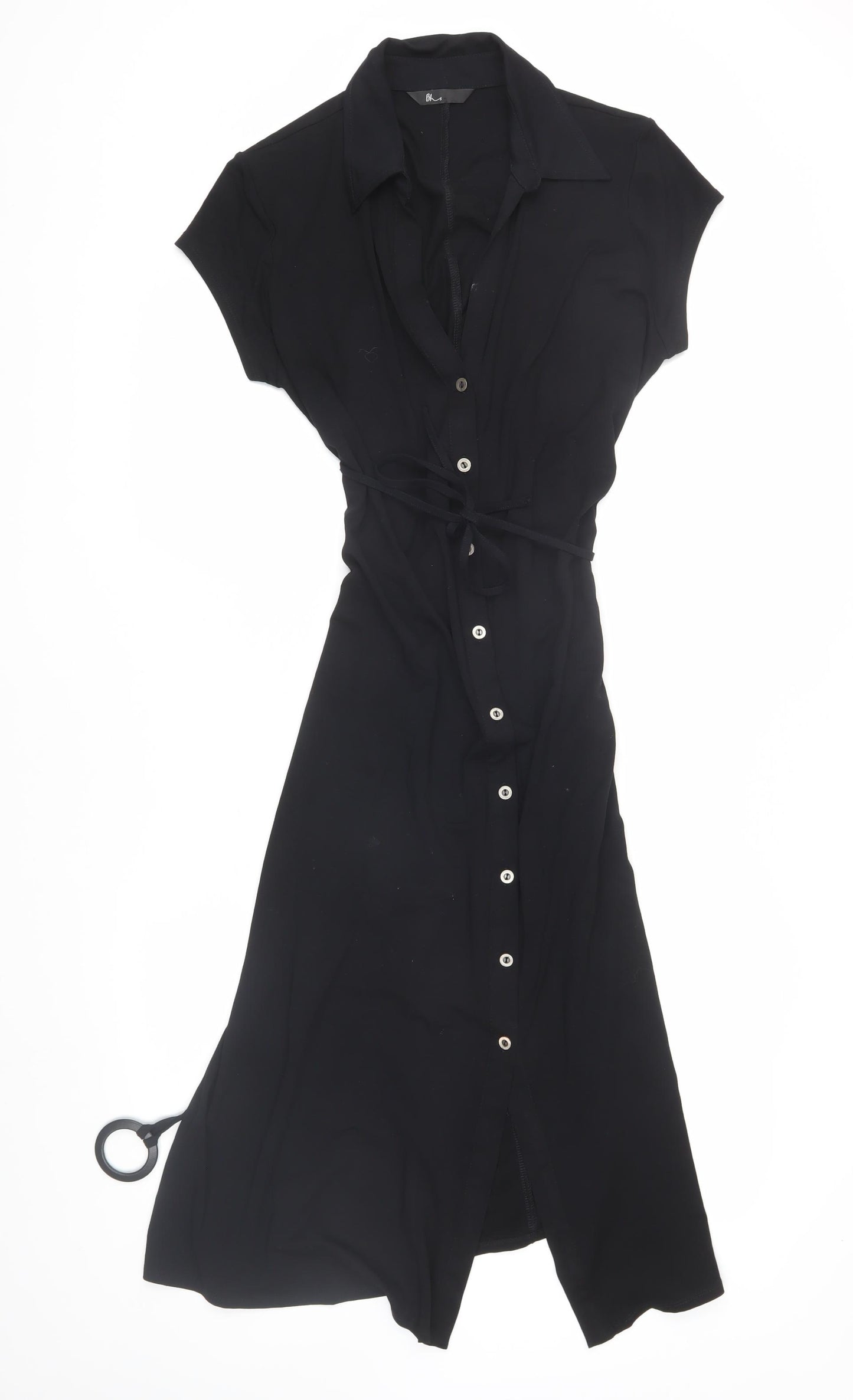 BHS Women's Black Shirt Dress, Size 18, Button-Up, Belted