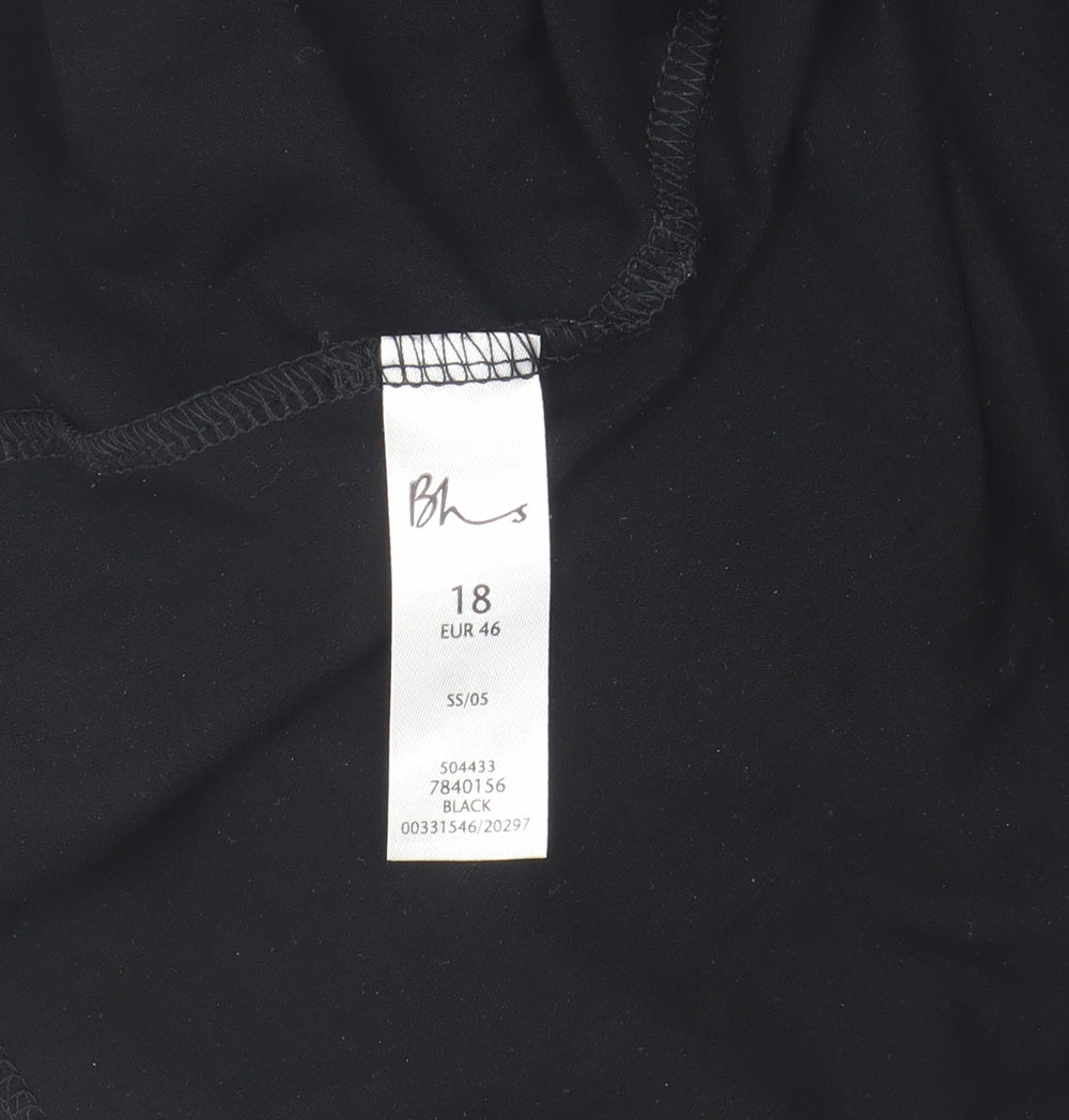 BHS Women's Black Shirt Dress, Size 18, Button-Up, Belted