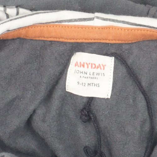 John Lewis Unisex Grey Hoodie Jacket 9-12 Months with Pockets