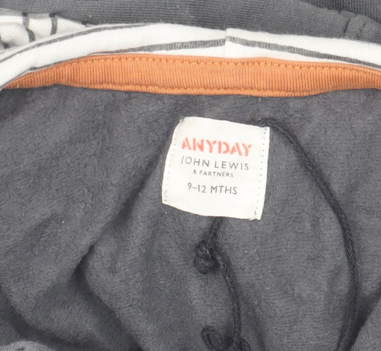John Lewis Unisex Grey Hoodie Jacket 9-12 Months with Pockets