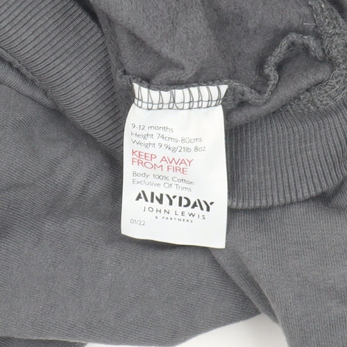 John Lewis Unisex Grey Hoodie Jacket 9-12 Months with Pockets