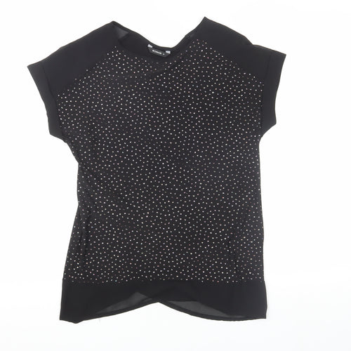 Roman Black Sequin Women's Top Size 10 with Short Sleeves
