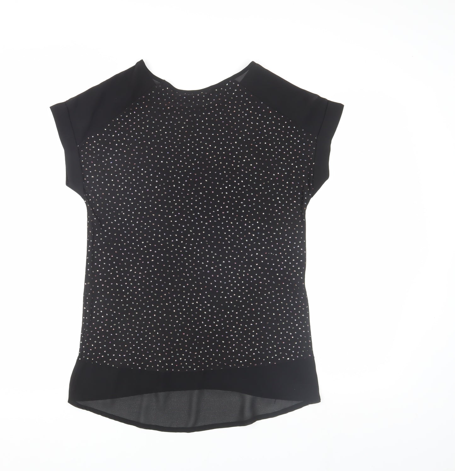 Roman Black Sequin Women's Top Size 10 with Short Sleeves