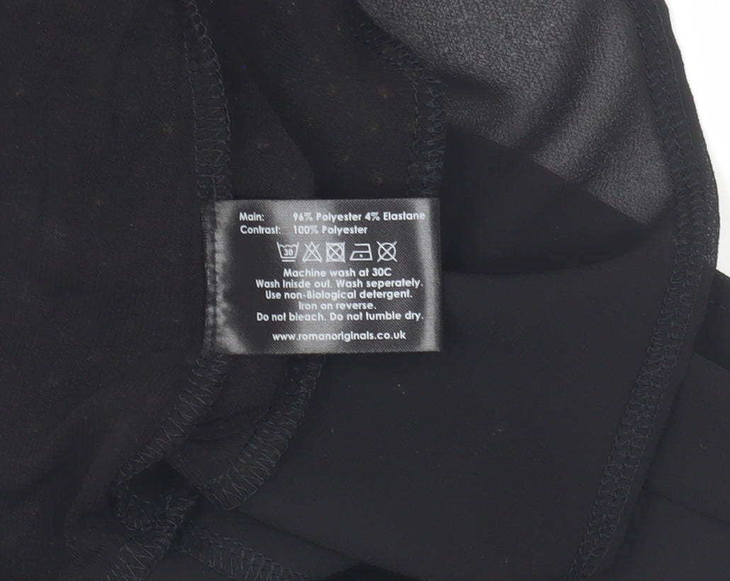 Roman Black Sequin Women's Top Size 10 with Short Sleeves