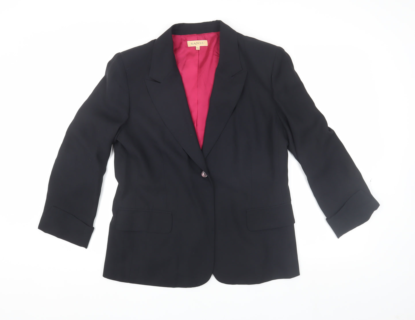 Sansu Women's Black Silk Blazer Size 8 for Business
