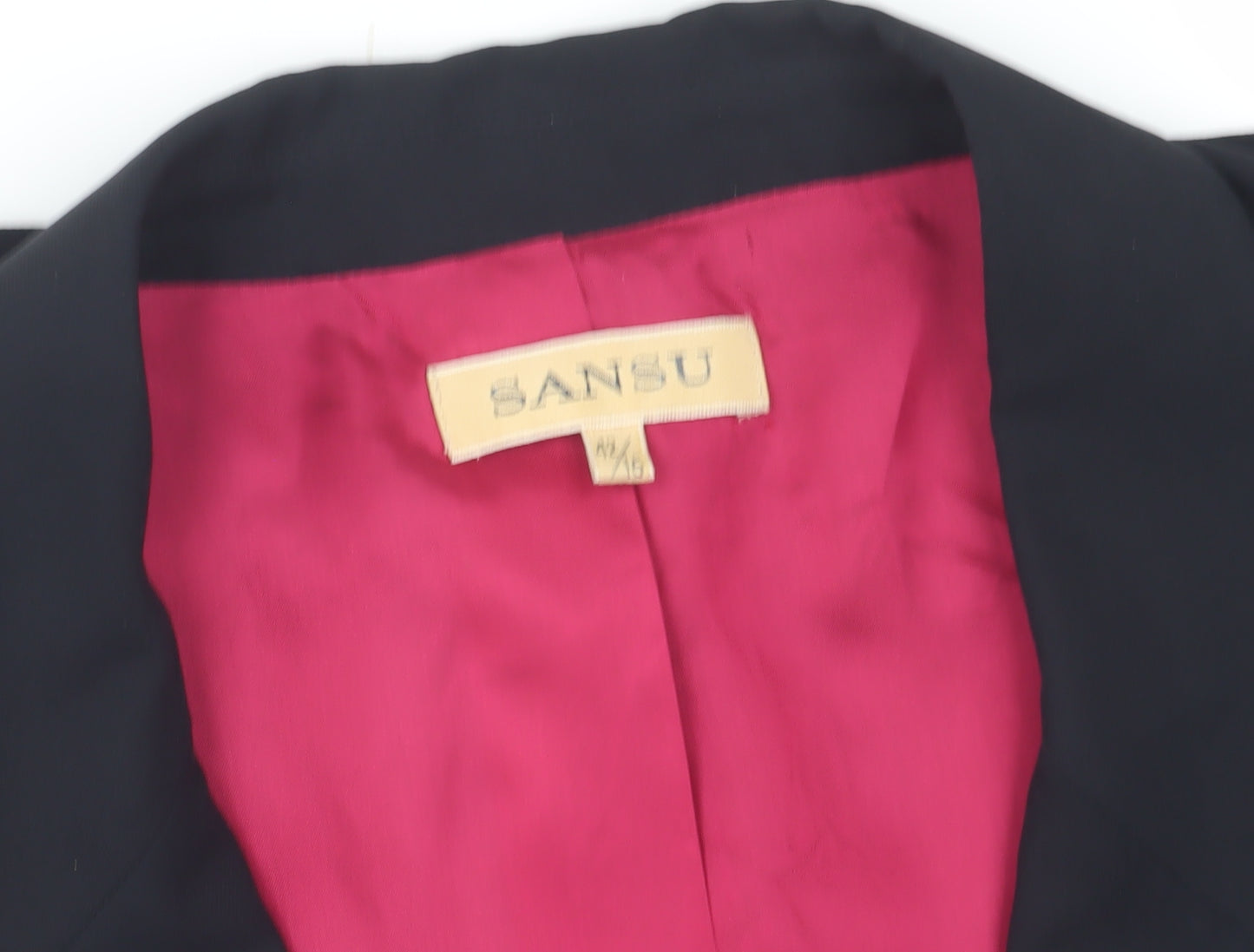 Sansu Women's Black Silk Blazer Size 8 for Business