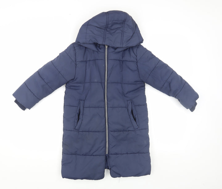 John Lewis Boys Blue Puffer Jacket 5 Years Hooded Winter Coat