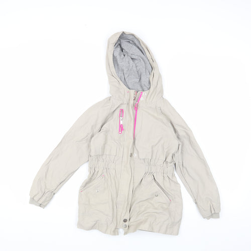 Mint Velvet Girls Beige Parka Jacket with Hood, Size 7 Years