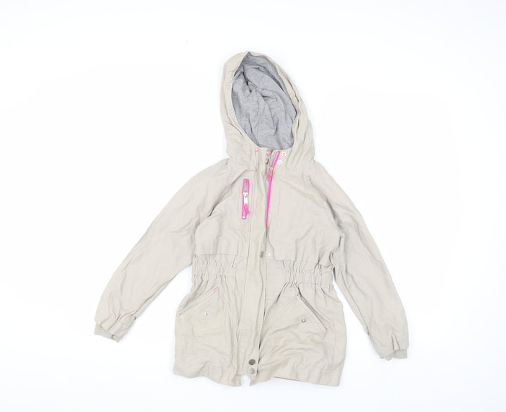Mint Velvet Girls Beige Parka Jacket with Hood, Size 7 Years