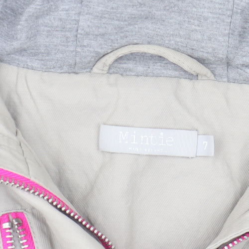 Mint Velvet Girls Beige Parka Jacket with Hood, Size 7 Years