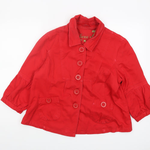 Sakura Women's Red Cotton Button Jacket Size 16