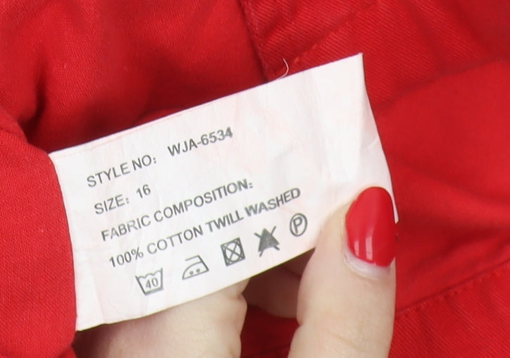 Sakura Women's Red Cotton Button Jacket Size 16